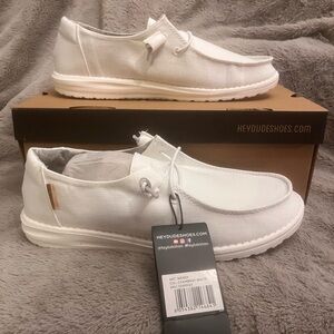 Hey Dude Chalk White Canvas Slip-On Loafers